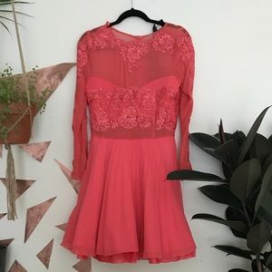 AX hot coral mesh lace dress